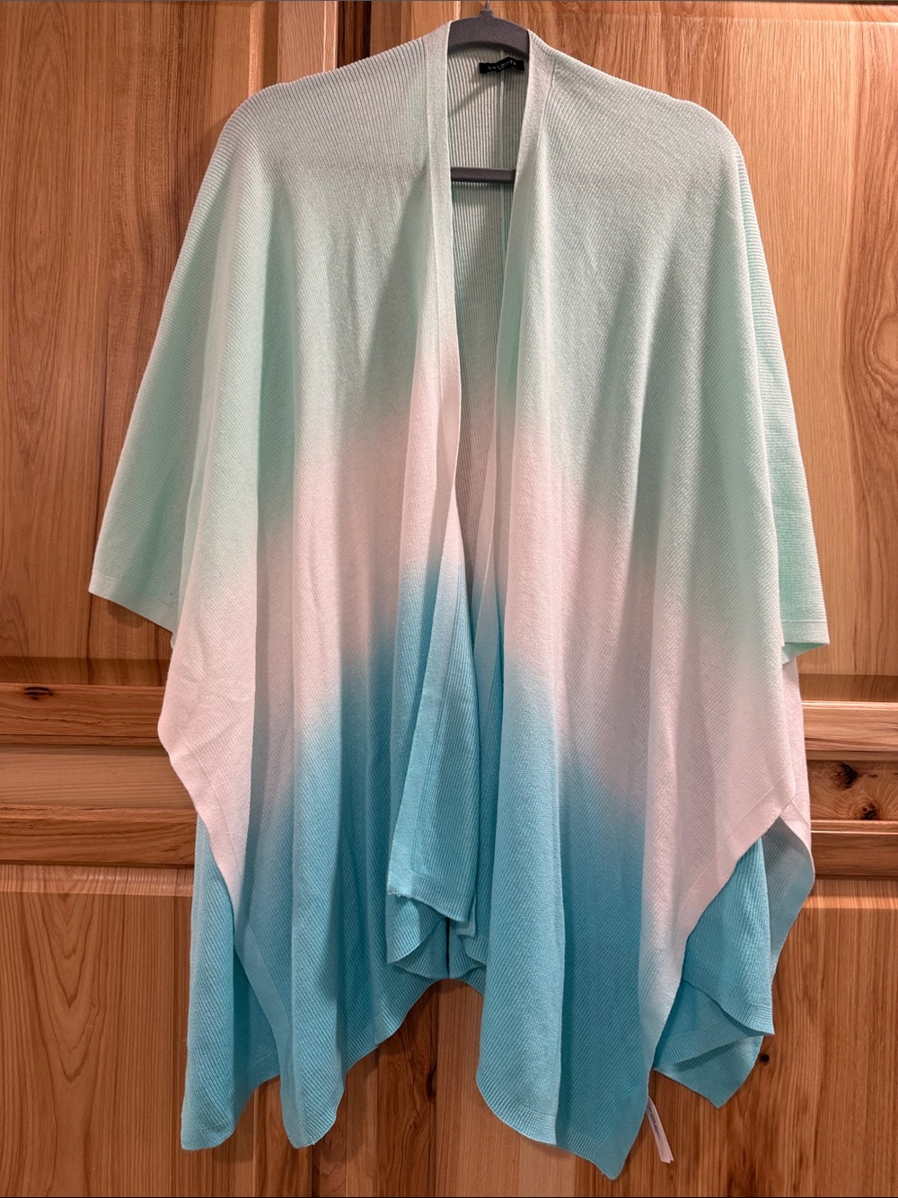 Talbots OS Hombre Coastal Grandma Mint Turquoise Open-Front Knit Layering Wrap